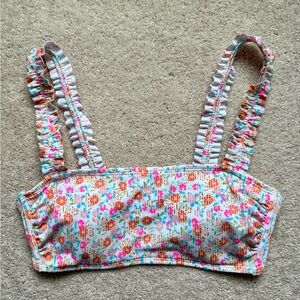 White Floral Bikini Top - Size: Medium
